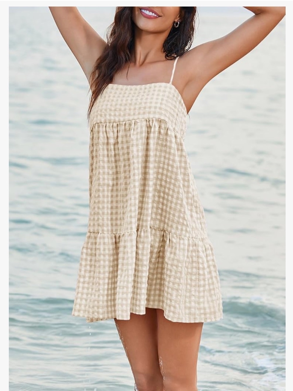 Wenrine Womens Summer Plaid Mini Dress